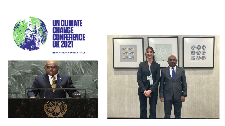 UNA Youth Ambassador, Gail Sant, meeting with  H.E. Abdulla Shahid, President of the UN General Assembly (Delegate to COY16 and COP26, Glasgow, November 2021)